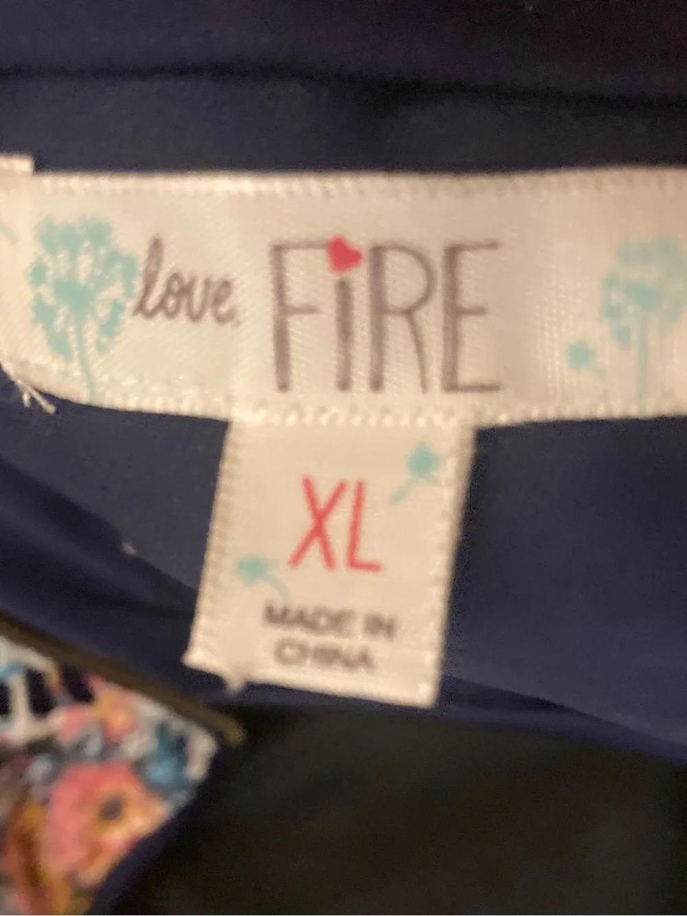 love, Fire Navy Girls Dress with Floral Trim